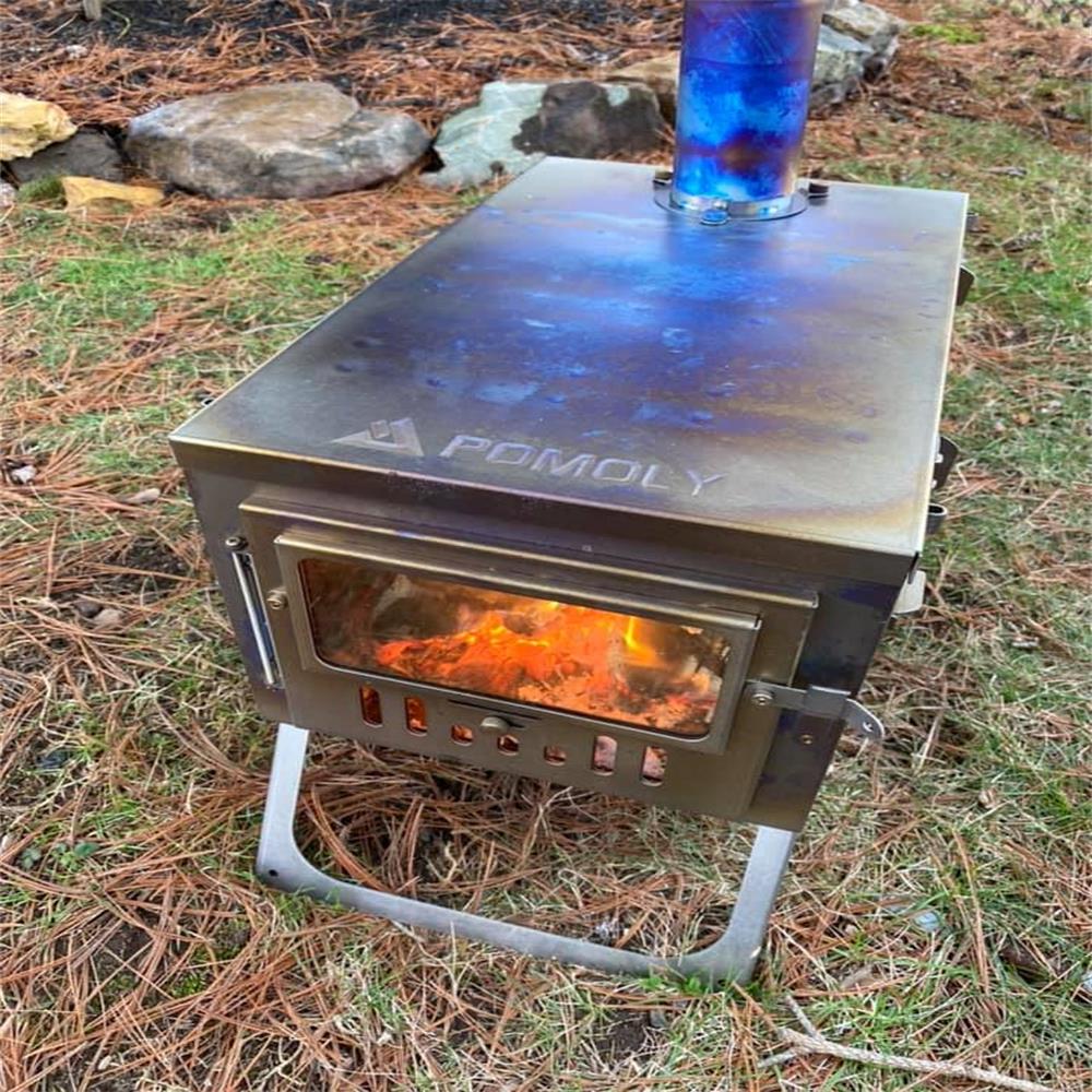 Burning camping wood stove