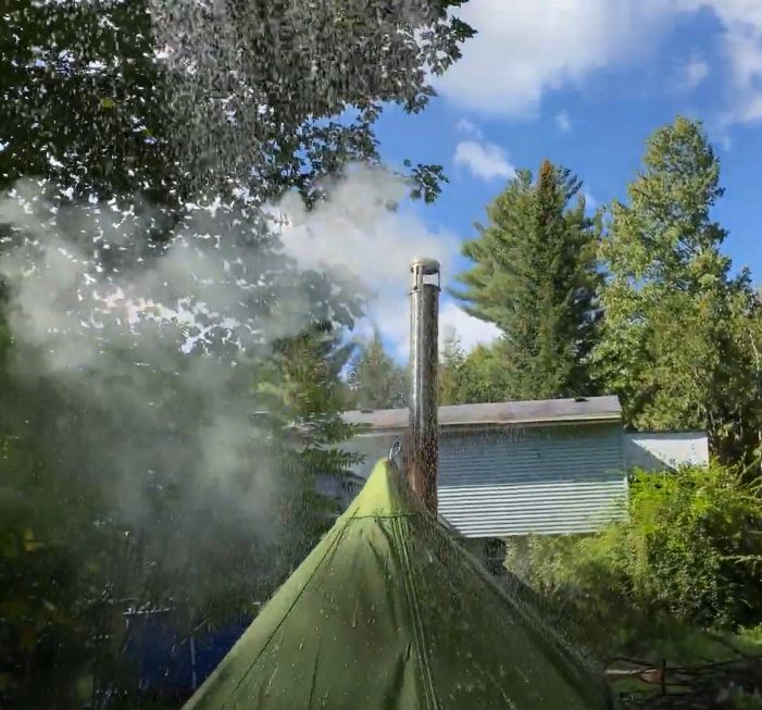 FireHiking Hot Tent test under the rain