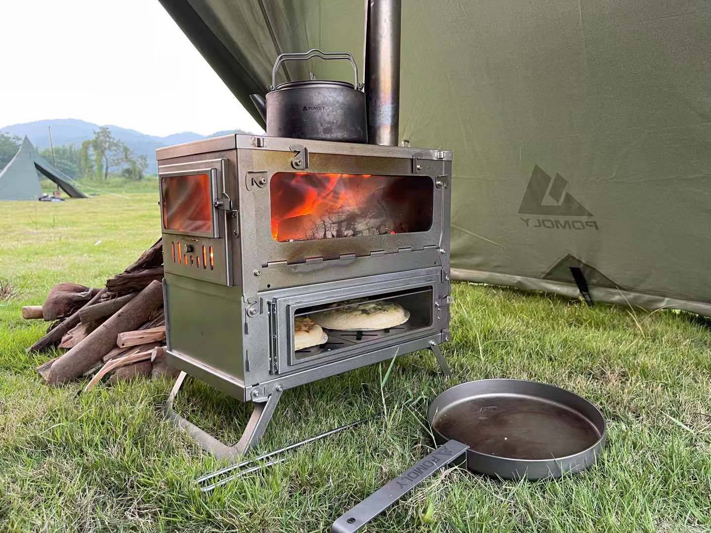TAISOCA Titanium Stove With Oven Box – Baking Pizza Test and Review – Bushcraft Camping Adventure – BushManTrip